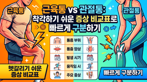 근육통과 관절통 차이, 착각하기 쉬운 증상 비교표로 빠르게 구분하기